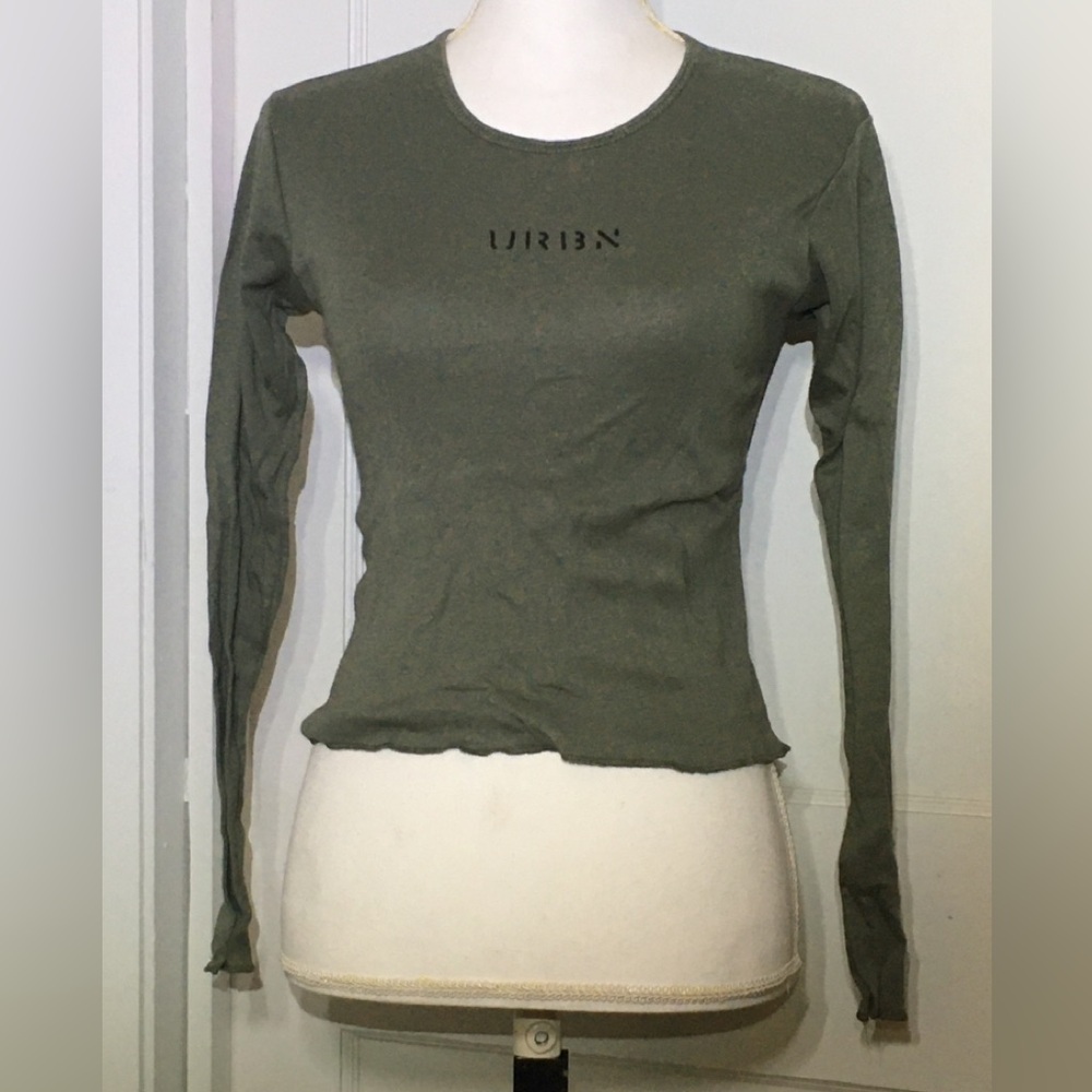 Free People Khaki Long-Sleeve Tee